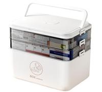 First Aid Box, Medicine Storage Box in plastica in plastica a 3 livelli di stoccaggio di pronto soccorso con HNADLE PORTATIVO e doppio vassoio di kit di medicina di emergenza partizionati per la fami
