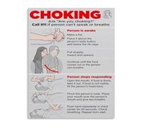 First Aid Choking Procedure Poster Life Saving Steps Chart Educational Wall Decor for Cafe Home School Office(Framed,12x18inch(30x45cm))