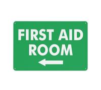 First Aid Room (Freccia Sinistra) Cartello di Sicurezza, Segnale Esterno, 30,5 x 20,3 cm, Cartello per casa, Business, Avviso vialetto