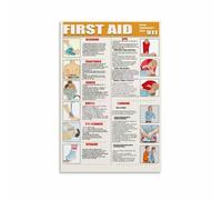 First Aid & Safety Guide Informative Poster, Unframed Canvas Wall Art Print for Home, Office, School, Community Center(Framed,12x18inch(30x45cm))