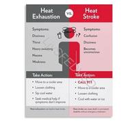 First Aid Training Poster Heat Exhaustion Vs Heat Stroke Identification and Response Guide Canvas for Industrial Safety(Framed,08x12inch(20x30cm))