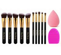 First Beauty Set di pennelli professionali per il trucco con spugna Beauty Blender e detergente per pennelli in silicone, setole sintetiche morbide, fondotinta, correttore, ombretto e strumenti per il