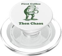 First Coffee Then Chaos Frog PopSockets PopGrip per MagSafe
