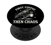 First Coffee Then Chaos PopSockets PopGrip Adesivo
