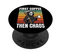First Coffee Then Chaos PopSockets PopGrip Adesivo