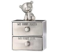 First Curl and First Tooth Metal Keepsake Box - Set di organizer per fata dei denti, per bambini, bambini, battesimo, neonato, doccia (B)