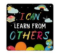 First Day of School Signs I Can Learn from Others Signs Welcome Back to School Targa in metallo Decorazione per aula Tavola d'arte Matita Divertente Doodle Cartelli scolastici rustici per bambini