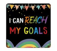 First Day of School Signs I Can Reach My Goals Signs Welcome Back to School Metal Sign Classroom Decor Doodle Rainbow Blackboard Vintage School Signs for Kids Gifts for Student Teacher 25,4 x 25,4 cm