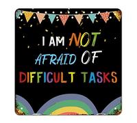 First Day of School Signs I'm Not Afraid of Difficult Tasks Signs Welcome Back to School Metal Sign Classroom Decor Rainbow Balloon Pencil Doodle Segni scolastici rustici per bambini e insegnanti, 38