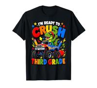 First Day Third Grade T Rex Monster Truck Back To School Boy Maglietta