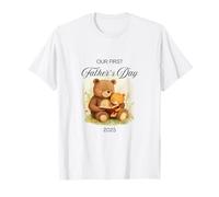 First Father's Day 2025 Cute Papa Bear Reading Book New Dad Maglietta