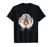 First Fire Cupped Hands Origini Umane Carbone Art Maglietta