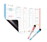 First Foods Chart - Magnetic Child Food Checklist | Reusable Meal Tracker Planner Board Kitchen Feeding Log System With Wipe Clean Surfaces Educational Tracking For Infanted Introduction Guide
