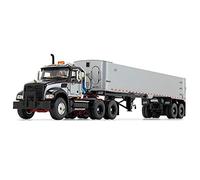 First Gear Mack Granite MP Tandem-Axle Day Cab con Est Genesis End Dump Trailer Nero e Argento 1/50 Diecast Modello
