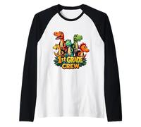 First Grade Crew Dinosaur Lover T-Rex Dino Torna a Scuola Maglia con Maniche Raglan