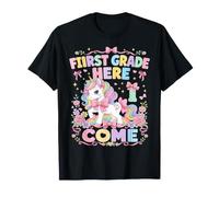First Grade Here I Come Unicorn 1st Grader Back To School Maglietta