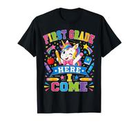First Grade Here I Come Unicorn 1st Grader Back To School Maglietta