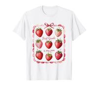 First Grade Is My Jam Fragola Carina Maestra Scuola Maglietta