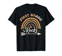 First Grade Rocks Boho Rainbow Back To School Studente Maglietta