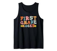 First Grade Rocks Retro Teacher Student Kids Back to School Canotta