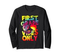 First Grade Vibes Back To School Teacher Student Tie Dye Maglia a Manica