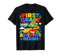 First Grade Where The Adventure Begins Back To School Bus Maglietta