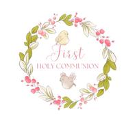 First Holy Communion Guest Book: Celebrate her First Holy Communion with this beautiful keepsake guest book, perfect for capturing heartfelt messages ... a charming pink and green garland design.
