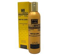 First Lady Gold - Olio per il corpo illuminante per la pelle del latte di capra, 200 ml, con L-glutatione, papaya, carota, vitamina E
