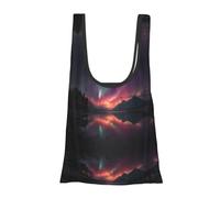 First Light Print - Borsa della spesa pieghevole, riutilizzabile, leggera, per la spesa, viaggi, spiaggia, ecologica, compatta