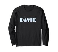 First Name David Vintage Art Deco Light Blue/Lavender Font Maglia a Manica