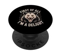 First Of All I'm A Delight Opossum Possum Amante Sarcasmo PopSockets PopGrip Adesivo