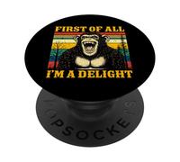 First Of All I'm A Delight Scimmia Vintage Divertente Scimpanzé PopSockets PopGrip Adesivo