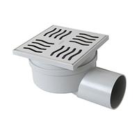First Plast CHABS1040IN Chiusino Sifonato in ABS con Griglia Inox, Acciaio, 100 x 100 mm