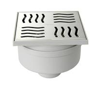 First Plast CHABSV1040IN Chiusino Sifonato in ABS con Griglia Inox, Acciaio, 100 x 100 mm