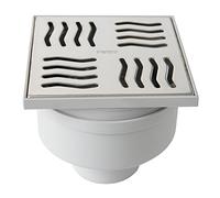 First Plast CHABSV1050IN Chiusino Sifonato in ABS con Griglia Inox, Acciaio, 100 x 100 mm