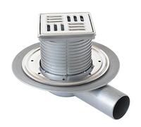 First Plast CHPPF10IN Chiusino in Polipropilene con Griglia Flangia Universale, Argento (Inox), 100x100 mm