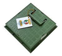 FIRST PLAST TCDPM20V Telaio con Coperchio con maniglia Pedonabile, in PVC, Verde, 200x200 mm