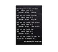 First They Came Holocaust Remembrance Poem by Martin Niemoller - Inspirational Quote Wall Art for History Study Home Office Decor(Framed,12x18inch(30x45cm))