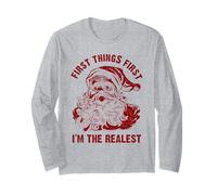 First Things First I'm The Realest Vintage Santa Christmas Maglia a Manica