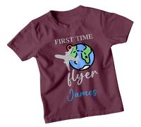 FIRST TIME FLYER James Custom Kids T-Shirt Maglietta da viaggio personalizzata