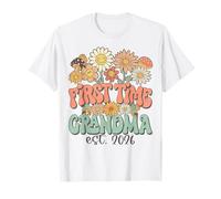 First Time Grandma 2026 Expecting Baby Groovy Wildflower Maglietta