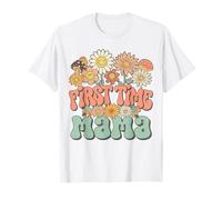 First Time Mama Expecting Baby Pregnancy Groovy Wildflower Maglietta