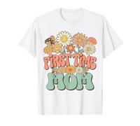 First Time Mom Expecting Baby Pregnancy Groovy Wildflower Maglietta