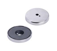 FIRST4MAGNETS F4MG66-1 Magnete in ferrite da 66 mm di Diametro x 10 mm di Spessore x 8 mm di Foro, Forza Magnetica 36 kg, Argento, Confezione da 1 pz