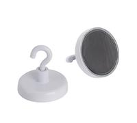 FIRST4MAGNETS Magnete Di Serraggio Verniciato Bianco Della Ferrite Con Gancio M4 Per Appendere, Tenere O Visualizzare Oggetti - Dia 32mm - 7,3kg Pull