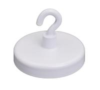 FIRST4MAGNETS Magnete Di Serraggio Verniciato Bianco Della Ferrite Con Gancio M4 Per Appendere, Tenere O Visualizzare Oggetti - Dia 40mm - 10,2kg Pull