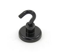 FIRST4MAGNETS Magnete Gancio Neodimio Dipinto Nero Con Gancio M6 Per Frigorifero, Lavagna, Tabellone, Archiviazione O Ufficio - 32mm Di Diametro x 42mm Alto - Tiro Da 36,4kg - Pacco Di 10