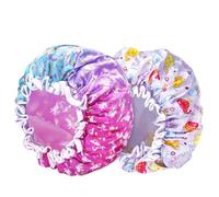 FirstKitchen Cuffia da doccia per bambini, cuffia da doccia per bambini, cuffia da doccia con delfino viola e unicorno, cuffia da doccia impermeabile a doppio strato da 26,7 cm, riutilizzabile,