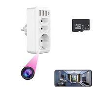 Firstoy Telecamera nascosta, presa UE con 3 porta USB e porta di tipo HD WiFi adattatore UE fotocamera con visione notturna e funzione di visualizzazione remota per casa ufficio sicurezza interna