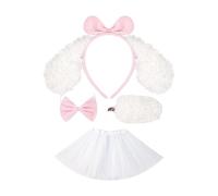 FIRSTXIU 1/3/4 pezzi costumi per cani set orecchie per cani fascia coda tutus gonna per bambini ragazze Halloween Natale animale Cosplay puntelli animale Cosplay costume